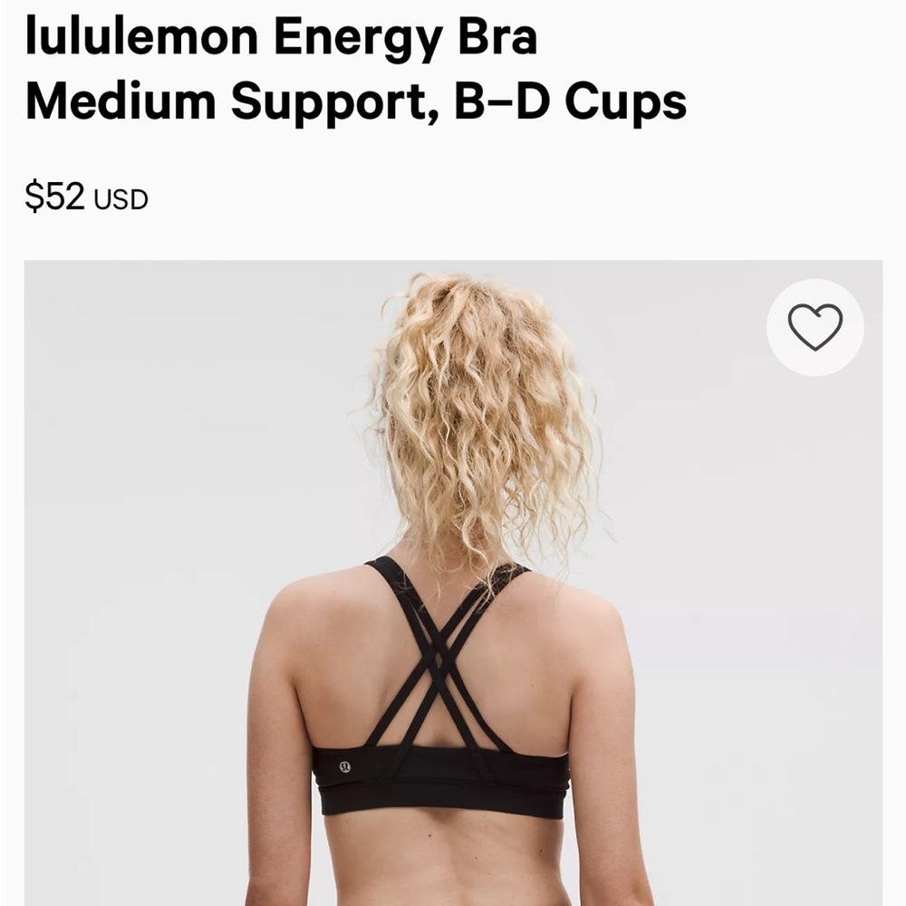 Lululemon Energy Bra Black NWOT Never Worn - Picture 4 of 7